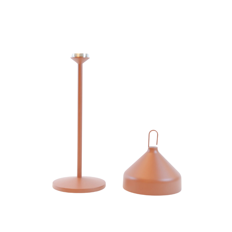 The Amelie Pro from Zafferano in terracotta unscrewed for a hanging lamp.