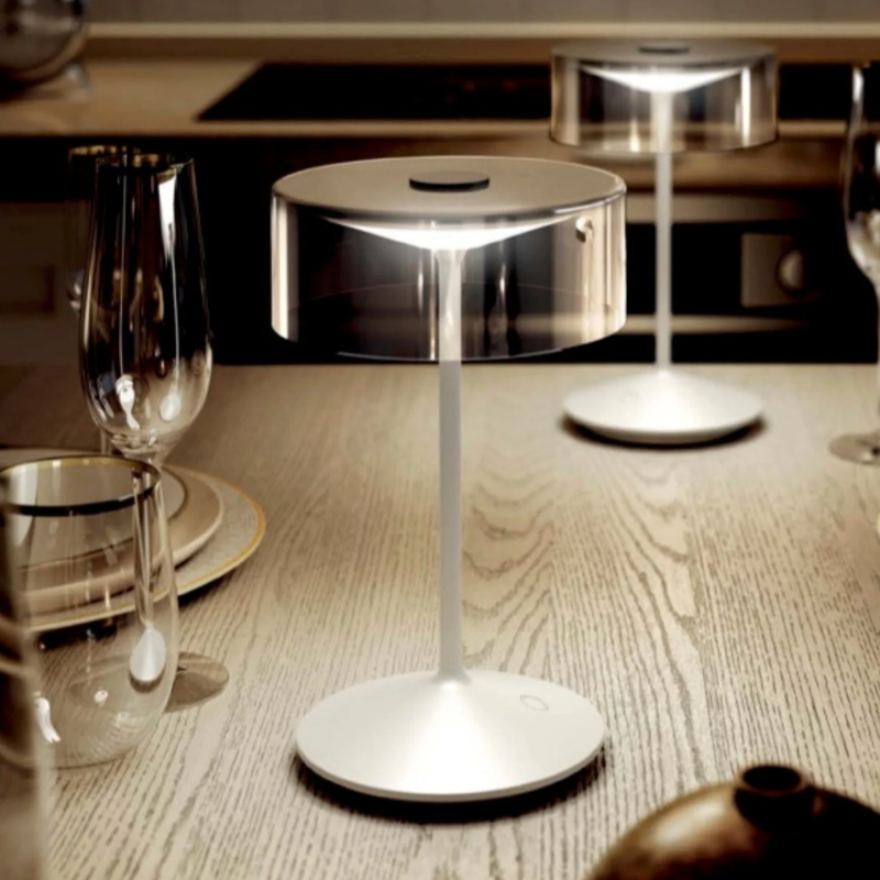 The Crystal Pro Portable Lamp from Zafferano in a dining and kitchen setting.