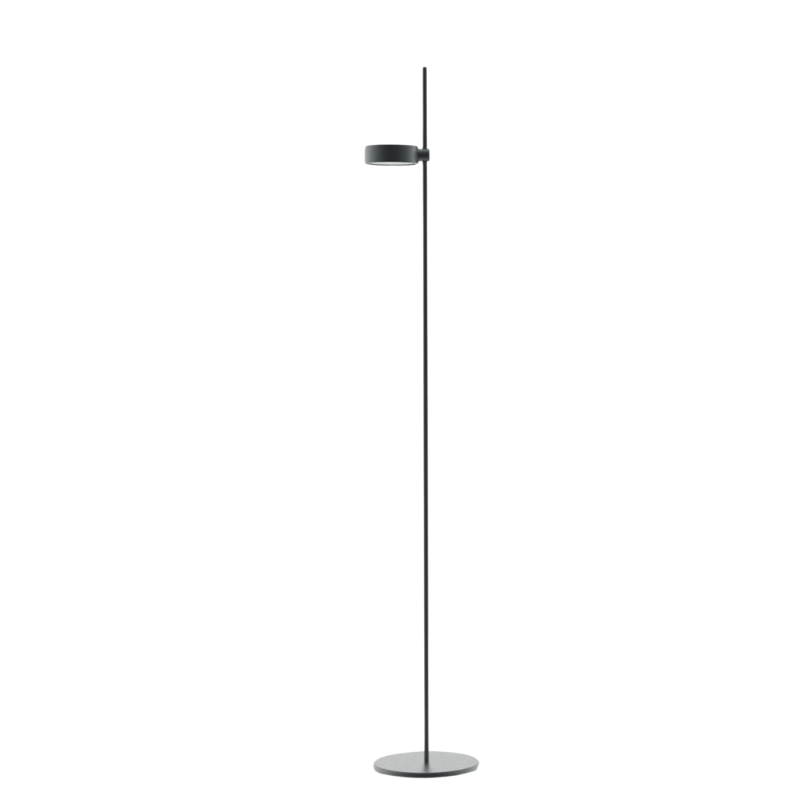 The Super O Floor Lamp from Zafferano in black with 1 light from an angle.