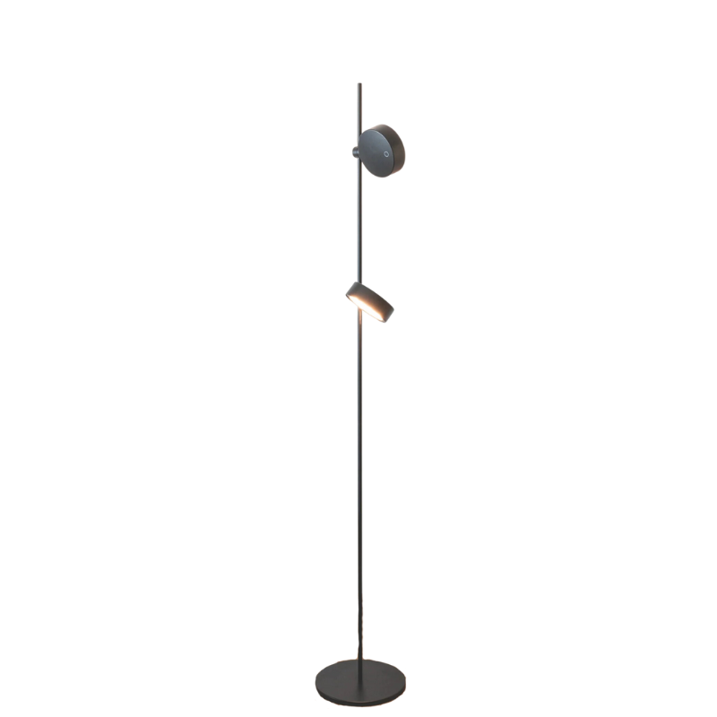 The Super O Floor Lamp from Zafferano in black with 2 lights.