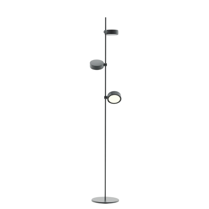 The Super O Floor Lamp from Zafferano in black with 3 lights.