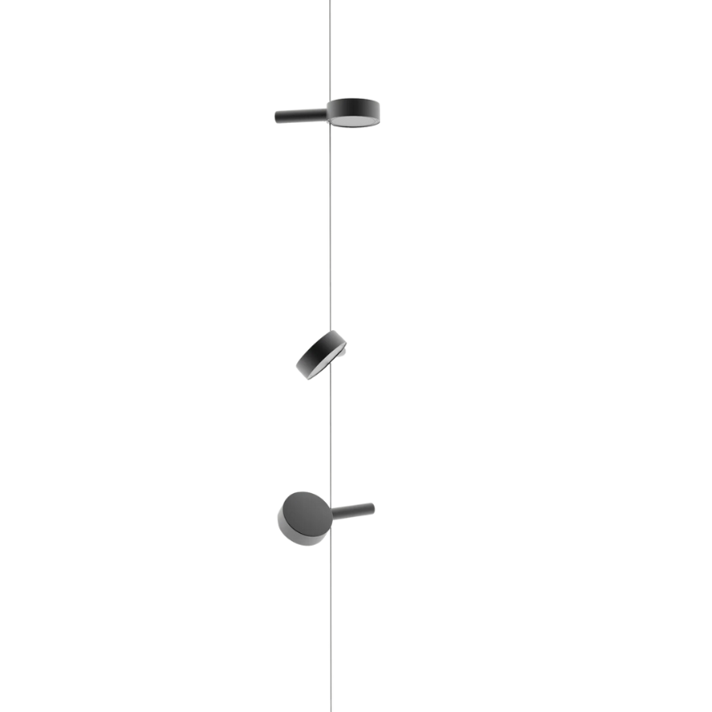 The Super O Suspended Floor Lamp from Zafferano in black with 3 lights.